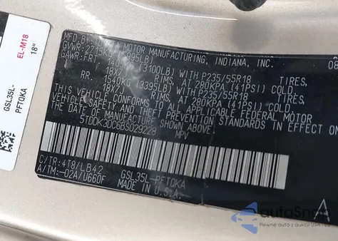 2011 Toyota Sienna Xle z USA, uszkodzony, nr VIN 5TDDK3DC6BS029228